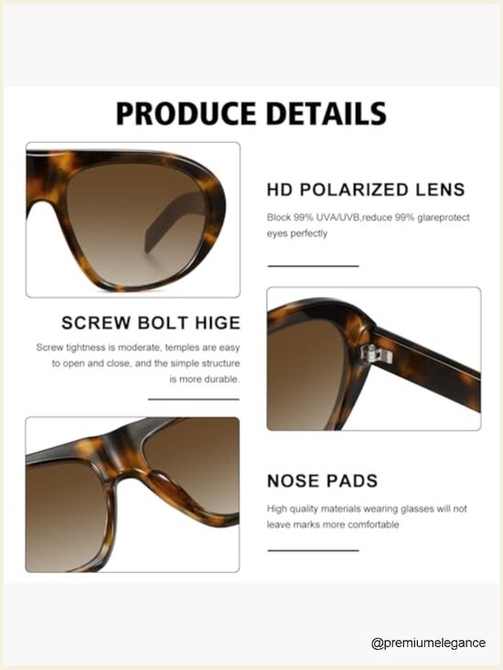 Oversized Retro Aviator Sunglasses UV400 Protection Trendy Oval Frame main image 5